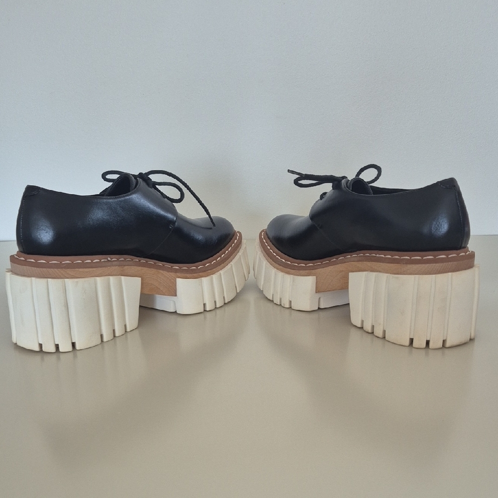 Stella McCartney Black Lace-Up Chunky Platform Boots with Cream Sole - Picture 7 of 15